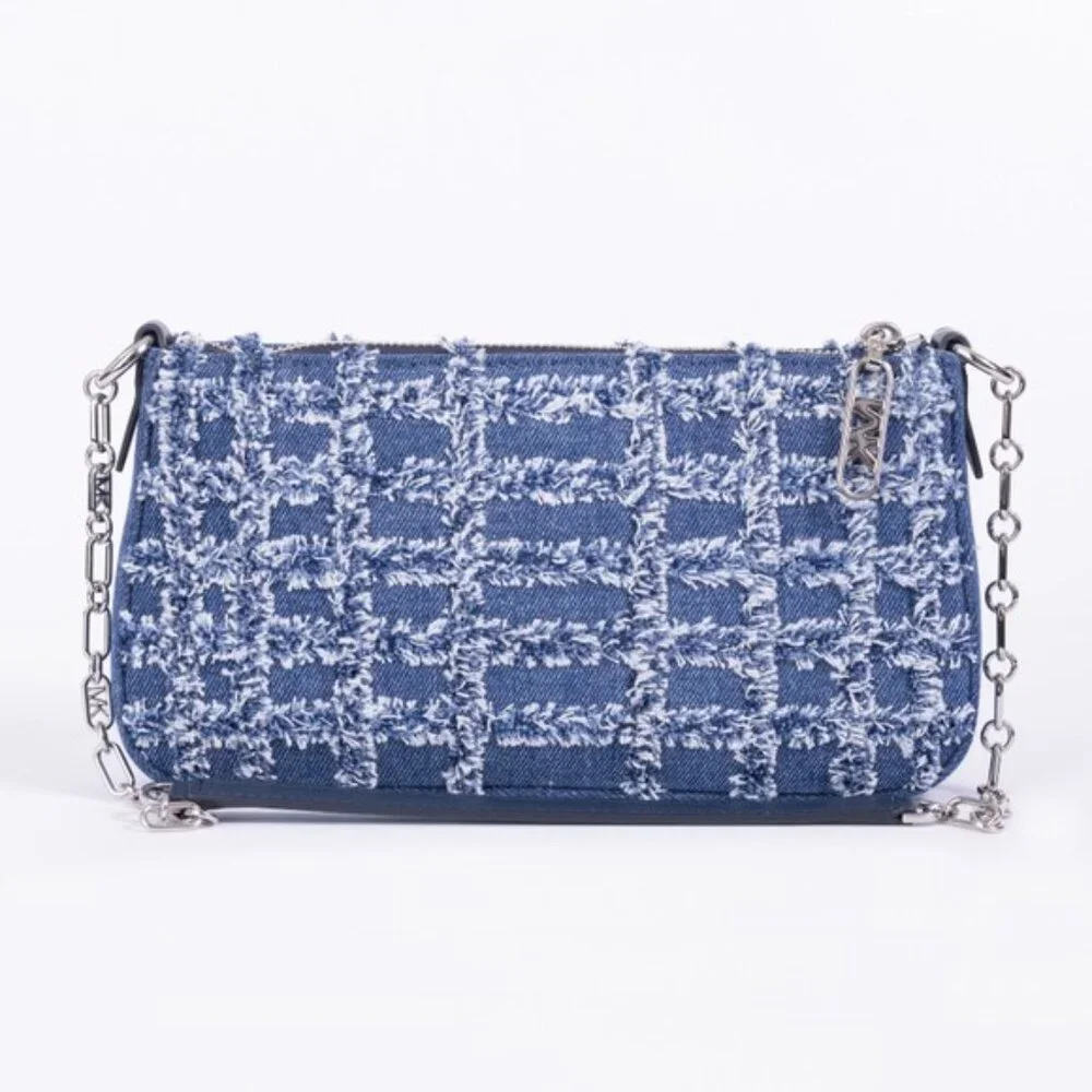 NEW WITH ORIGINAL TAGS Michael Kors Women Blue Denim Chain Pouchette - Picture 3 of 3